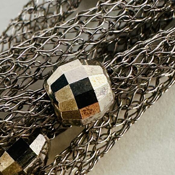 Sterling Silver 925 Dainty Byzantine Woven Bracelet with Faceted Ball Detail - Picture 9 of 9